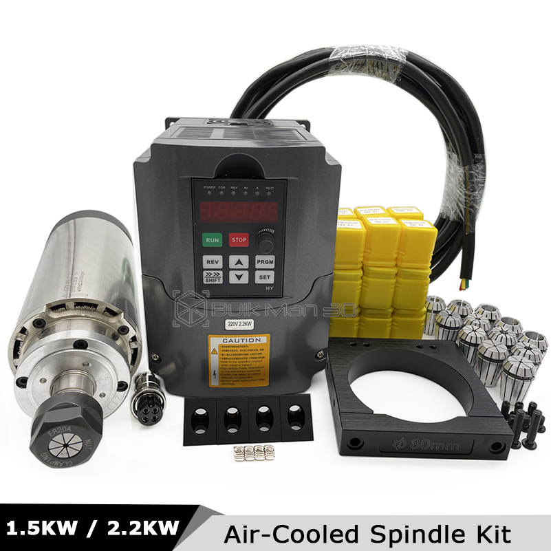 Air Cooled 1.5Kw Spindle Motor Inverter 110V - مجموعة محرك CNC مبرد بالهواء بقدرة