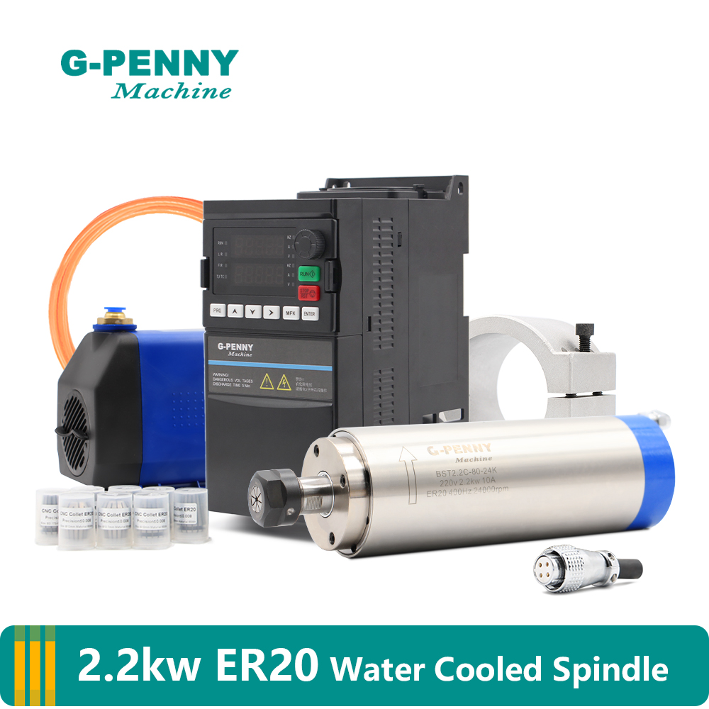 مجموعة محور تبريد مائي G-PENNY - مراجعة 2.2Kw Water Cooled Spindle Kit Vfd وسعره